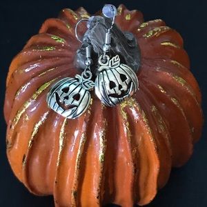 PUMPKIN EARRINGS—SILVER-TONE